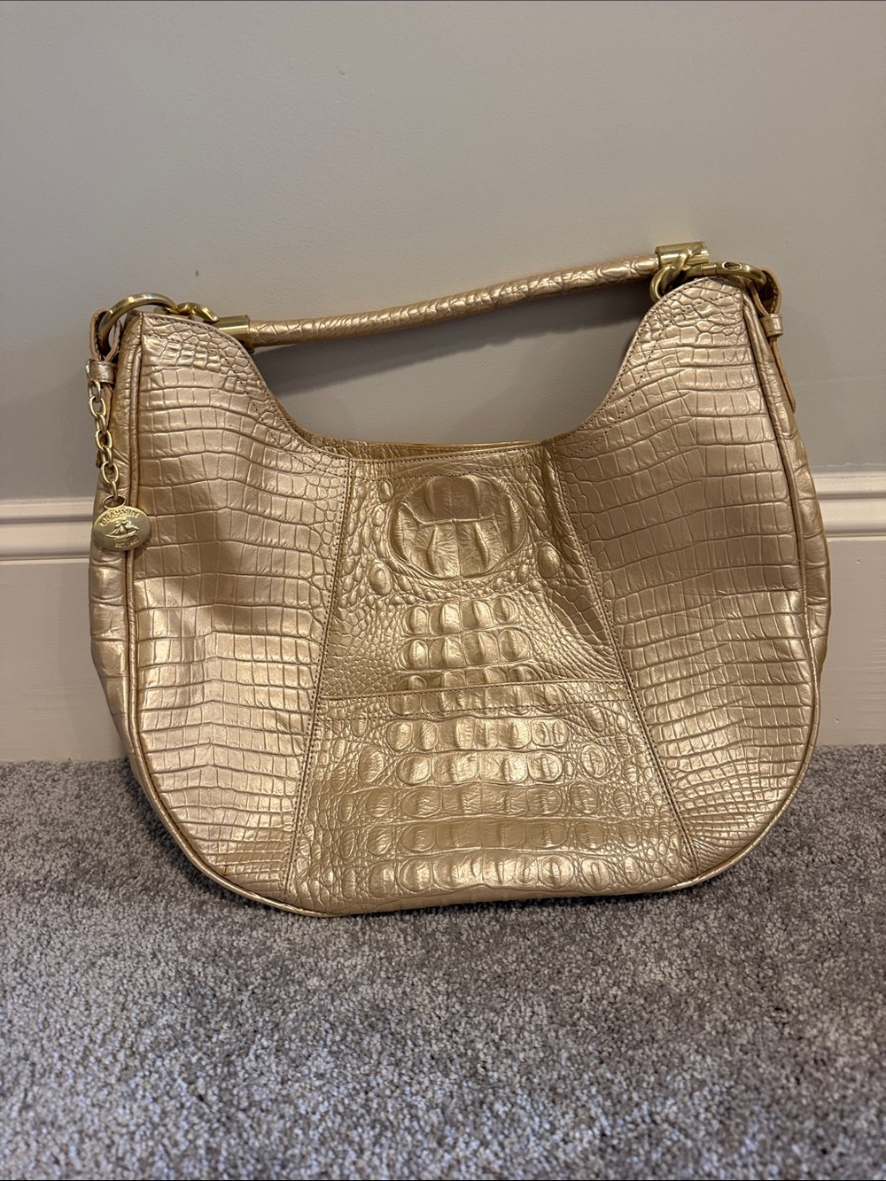 Brahmin Gold Croc-Embossed Shoulder Bag